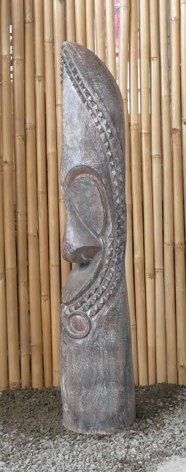 Artikelbild 2 des Artikels “Tiki Polynesian Statue aus Kokosnussholz, ca. 125cm hoch mit schwarz-weißer Farbe, Ø ca. 18-28 cm “